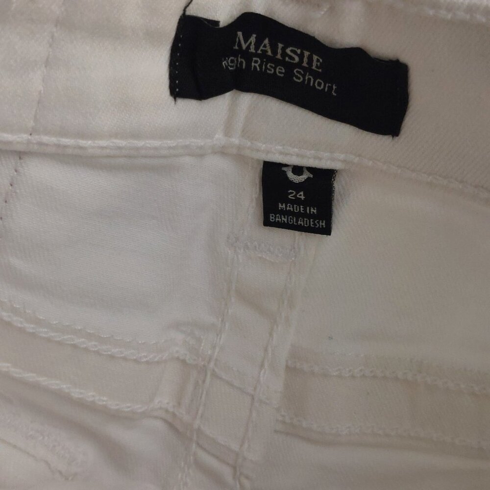 True Religion Brand Jeans White Denim Maisie High Rise Shorts NWT $129 - Picture 12 of 16